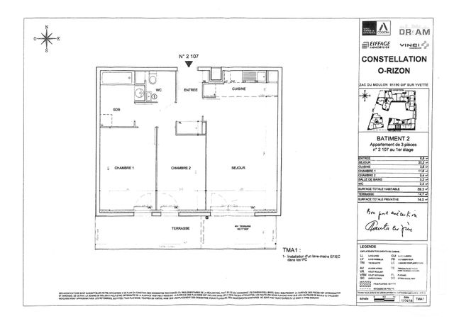 Appartement F3 à louer - 3 pièces - 59.3 m2 - GIF SUR YVETTE - 91 - ILE-DE-FRANCE - Century 21 S.L.P. Immobilier